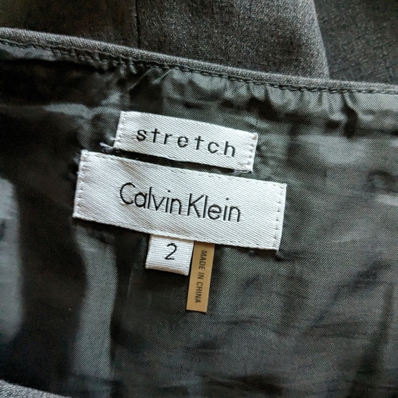 Calvin Klein Size 2 Gray Lined‎ Fit & Flair Stretch Panel Skirt - Picture 5 of 6